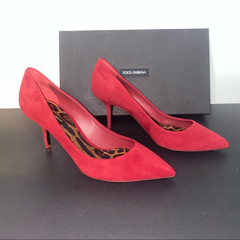Dolce & Gabbana Red Suede Classic Pumps